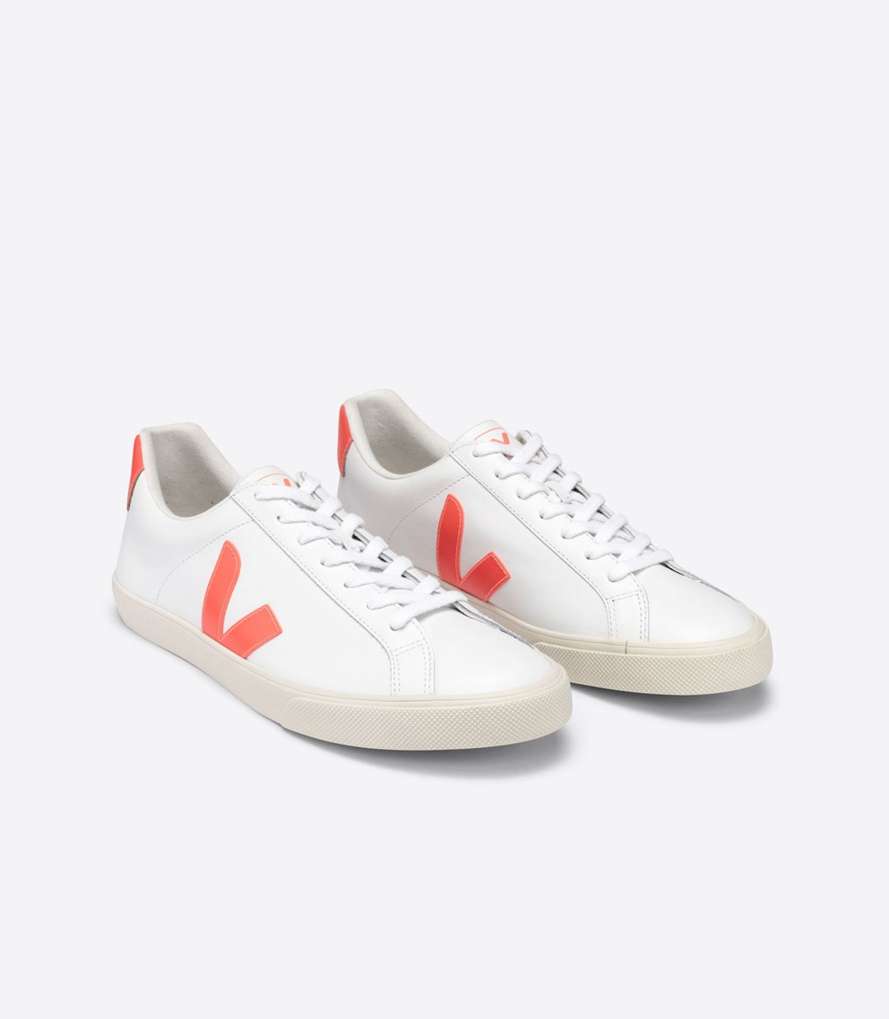 Tenis Veja Hombre - Esplar Cuero - Blancos/Naranjas - 739VWIYJG